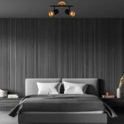 Downlight Plek GU10 negro/madera 2 luces