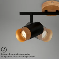 Downlight Plek GU10 negro/madera 2 luces