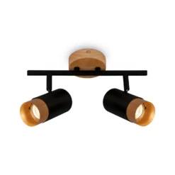 Downlight Plek GU10 negro/madera 2 luces