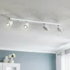 Downlight redondo, blanco, 4 luces lineales