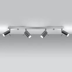 Downlight redondo, cromado, 4 luces lineales