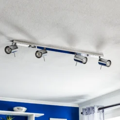 Downlight redondo, cromado, 4 luces lineales