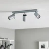 Downlight redondo, gris, 3 luces lineales