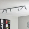 Downlight redondo, gris, 6 luces lineales