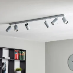 Downlight redondo, gris, 6 luces lineales