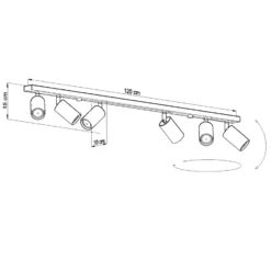 Downlight redondo, gris, 6 luces lineales
