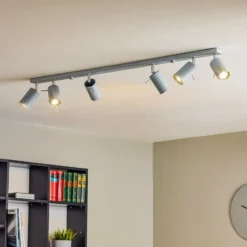 Downlight redondo, gris, 6 luces lineales