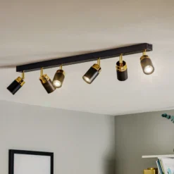 Downlight Reno, 6 luces, negro/dorado
