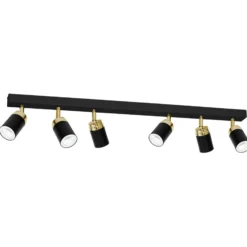 Downlight Reno, 6 luces, negro/dorado