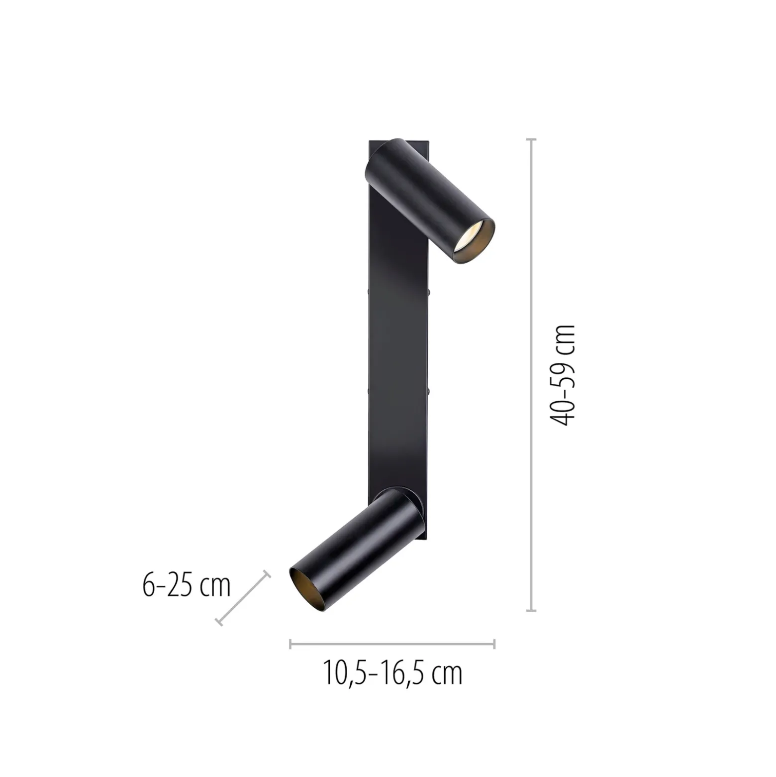 Downlight RIK, negro, 2 luces, 59 cm, metal, LED GU10
