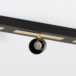 Downlight Rodez, negro/dorado, longitud 80 cm, 3 luces.