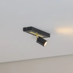 Downlight Rodez, negro/dorado, longitud 30 cm, acero