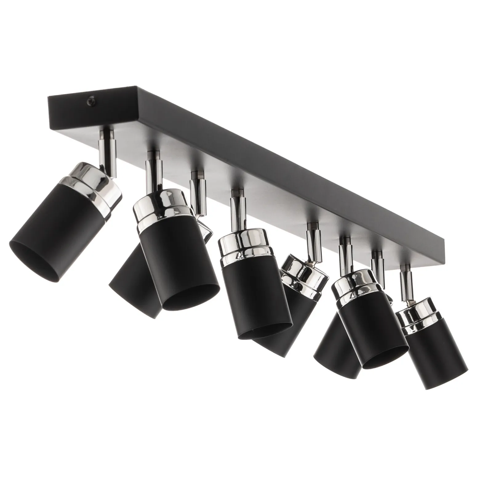 Downlight Rondo negro/cromo, acero inoxidable, 8 luces.
