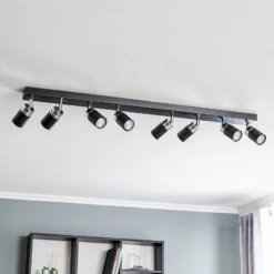 Downlight Rondo negro/cromo, acero inoxidable, 8 luces.