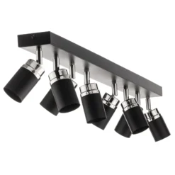 Downlight Rondo negro/cromo, acero inoxidable, 8 luces.