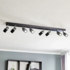 Downlight Rondo negro/cromo, acero inoxidable, 8 luces.