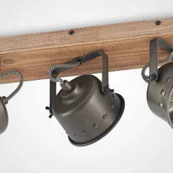 Downlight Rubinjo de Lindby, 45 cm, 3 luces, madera, GU10
