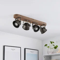 Downlight Rubinjo de Lindby, 62 cm, 4 luces, madera, GU10