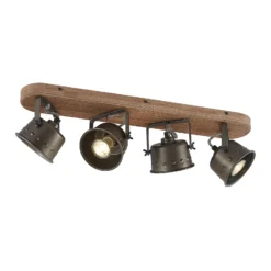 Downlight Rubinjo de Lindby, 62 cm, 4 luces, madera, GU10
