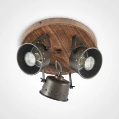 Downlight Rubinjo de Lindby, Ø 31 cm, 3 luces, madera, GU10