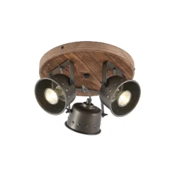 Downlight Rubinjo de Lindby, Ø 31 cm, 3 luces, madera, GU10