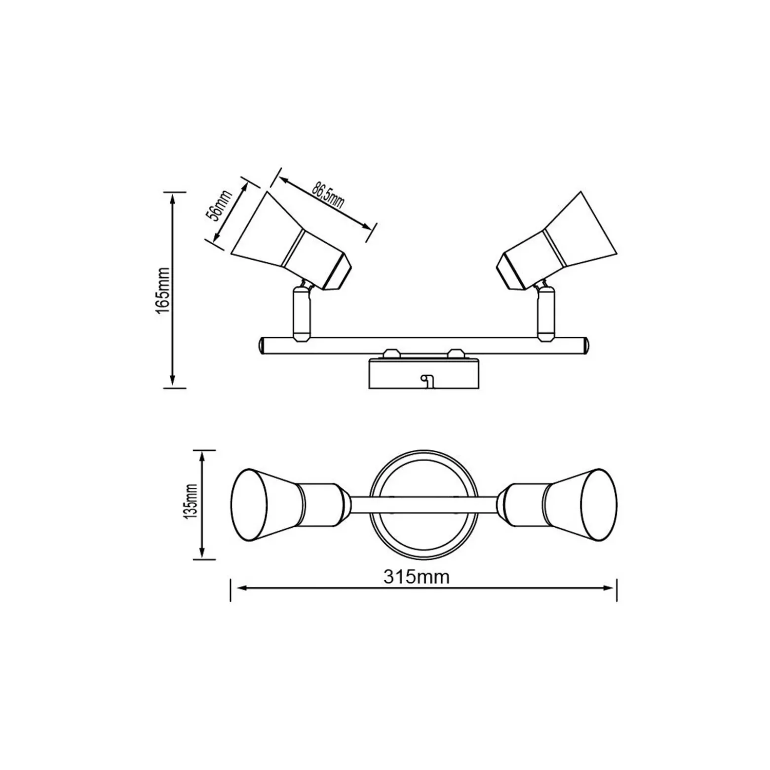Downlight Sanny, hierro/cromo, anchura 31,5 cm, metal