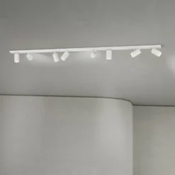 Downlight Sean, blanco, 8 luces, acero, aluminio, GU10