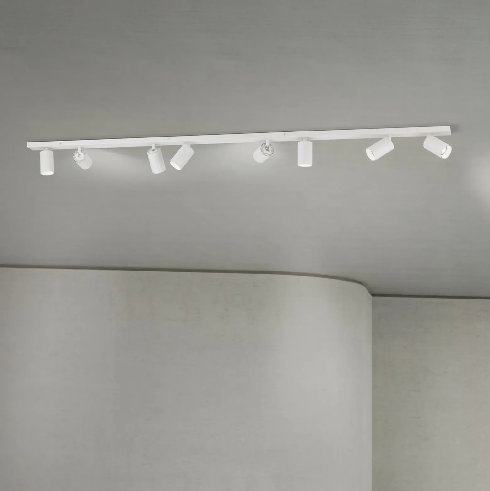 Downlight Sean, blanco, 8 luces, acero, aluminio, GU10