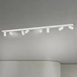 Downlight Sean, blanco, 8 luces, acero, aluminio, GU10