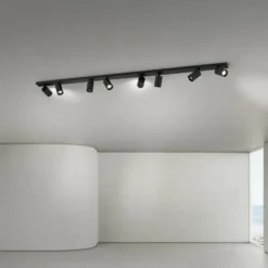Downlight Sean, negro, 8 luces, acero, aluminio, GU10