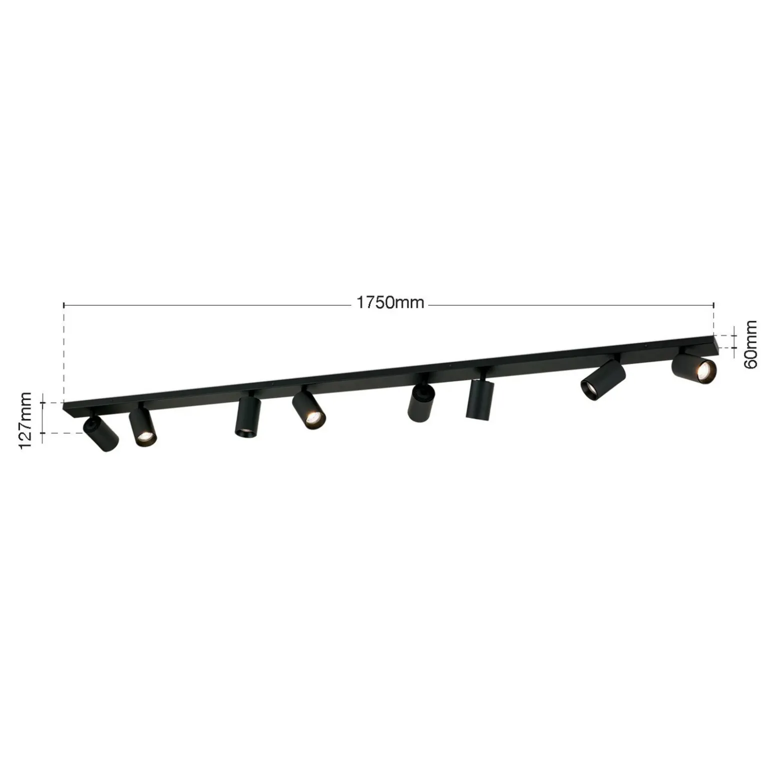 Downlight Sean, negro, 8 luces, acero, aluminio, GU10