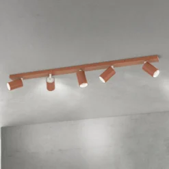 Downlight Sean, rojo coral, 5 luces, aluminio, GU10