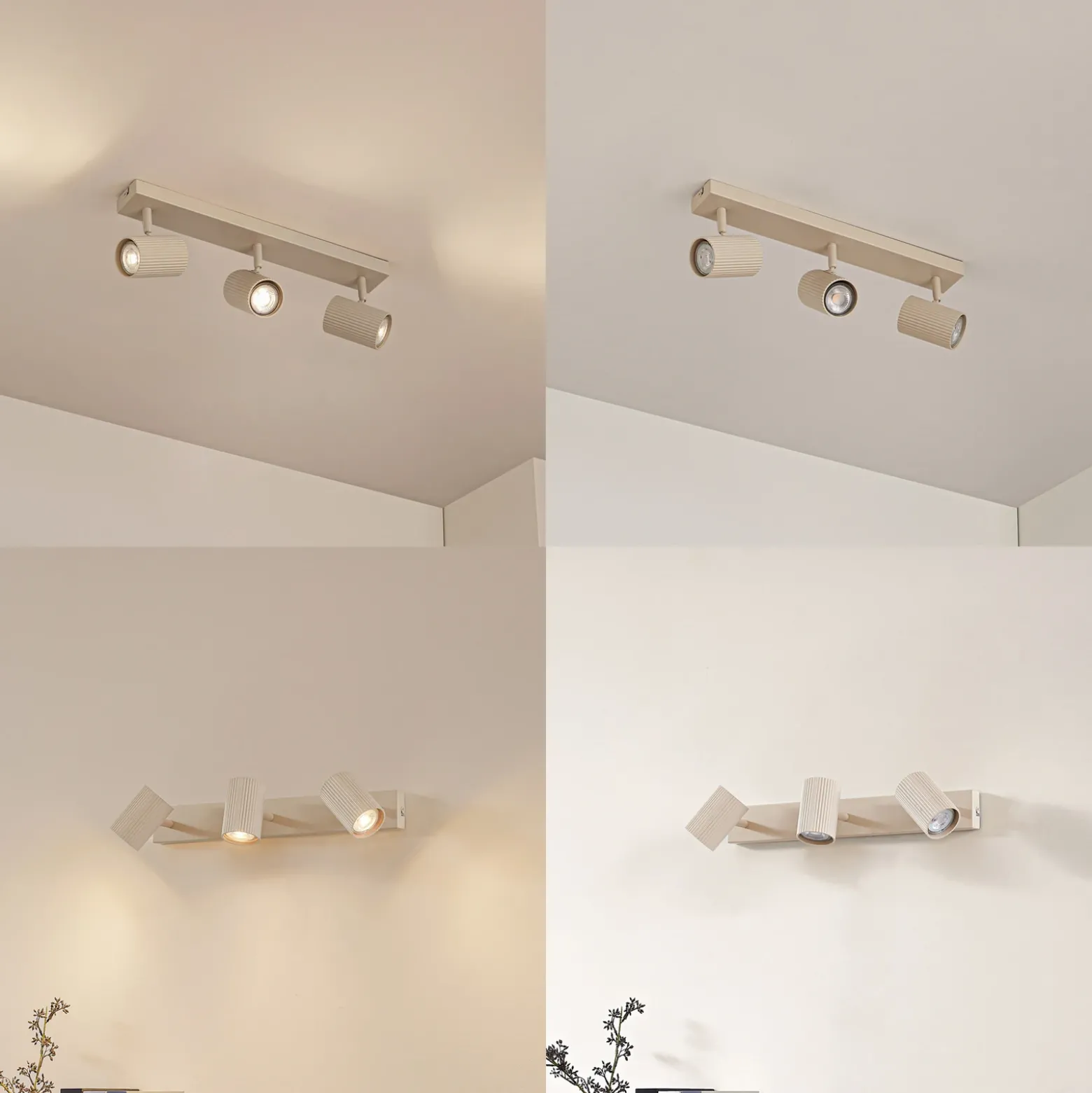 Downlights Lindby Kardis, beige, 3 luces, metal, GU10