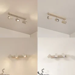 Downlights Lindby Kardis, beige, 3 luces, metal, GU10