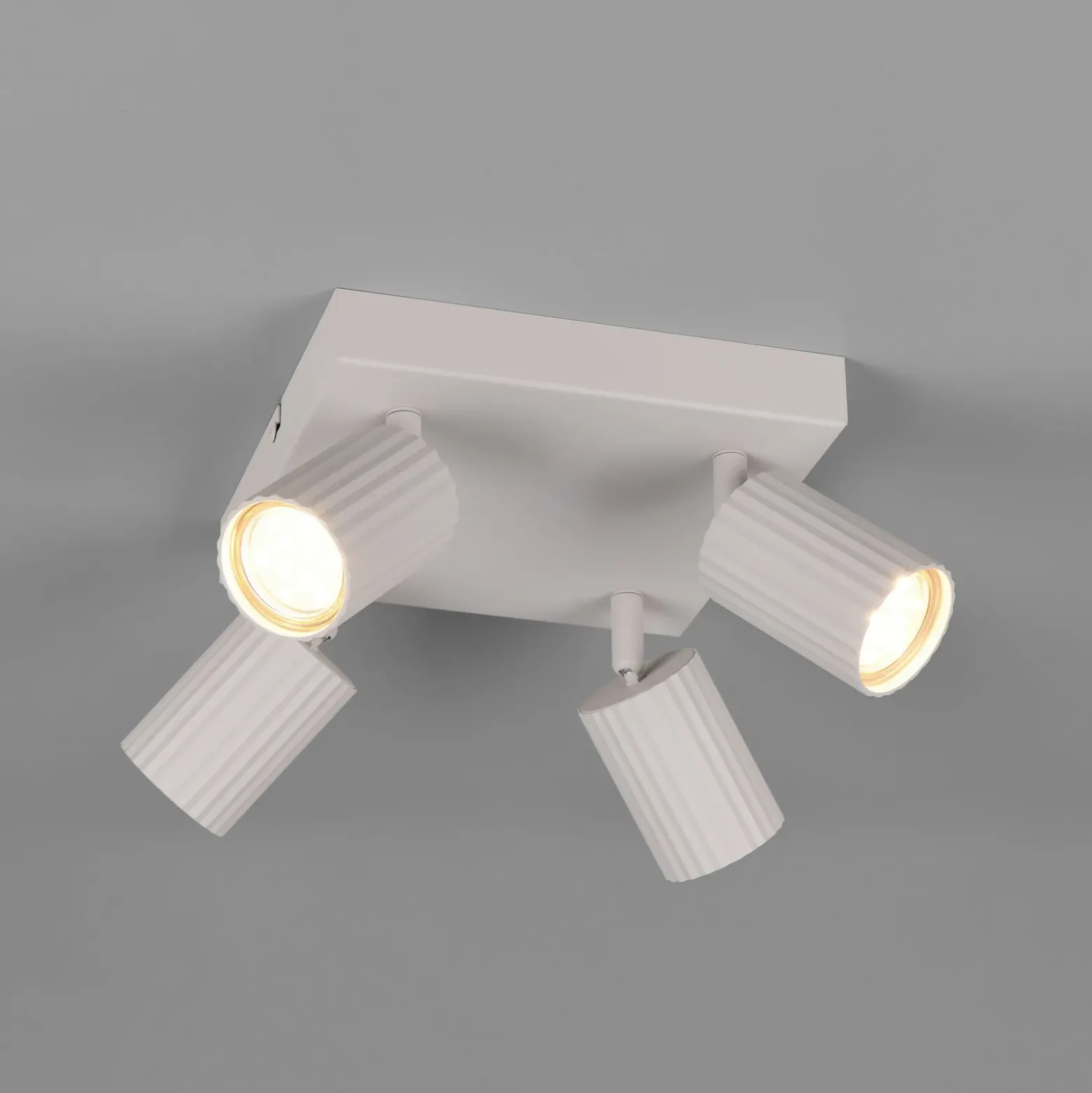 Downlight Soka, gris claro, longitud 20 cm, metal, 4 luces.