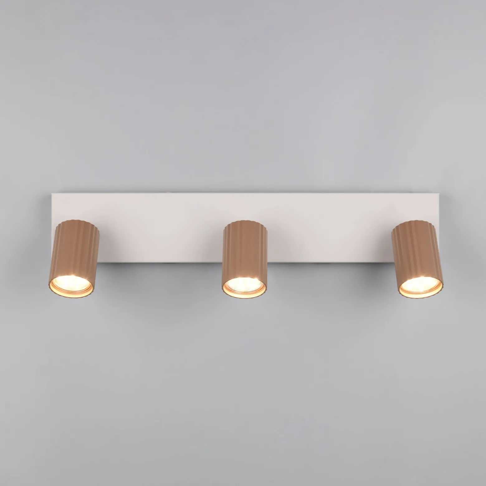 Downlight Soka, marrón/gris, longitud 50 cm, metal, 3 luces.