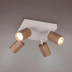 Downlight Soka, marrón/gris, longitud 20 cm, metal, 4 luces.