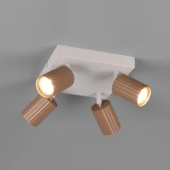 Downlight Soka, marrón/gris, longitud 20 cm, metal, 4 luces.