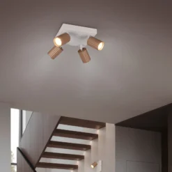 Downlight Soka, marrón/gris, longitud 20 cm, metal, 4 luces.