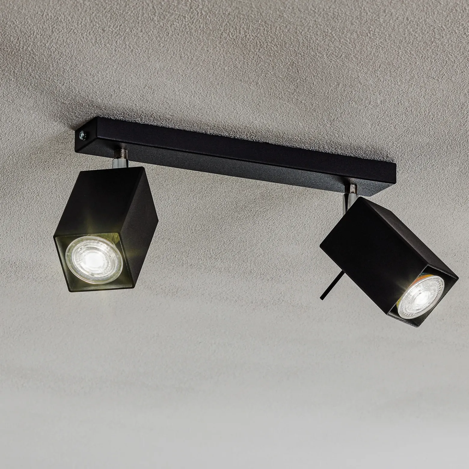 Downlight Square, negro, 2 luces