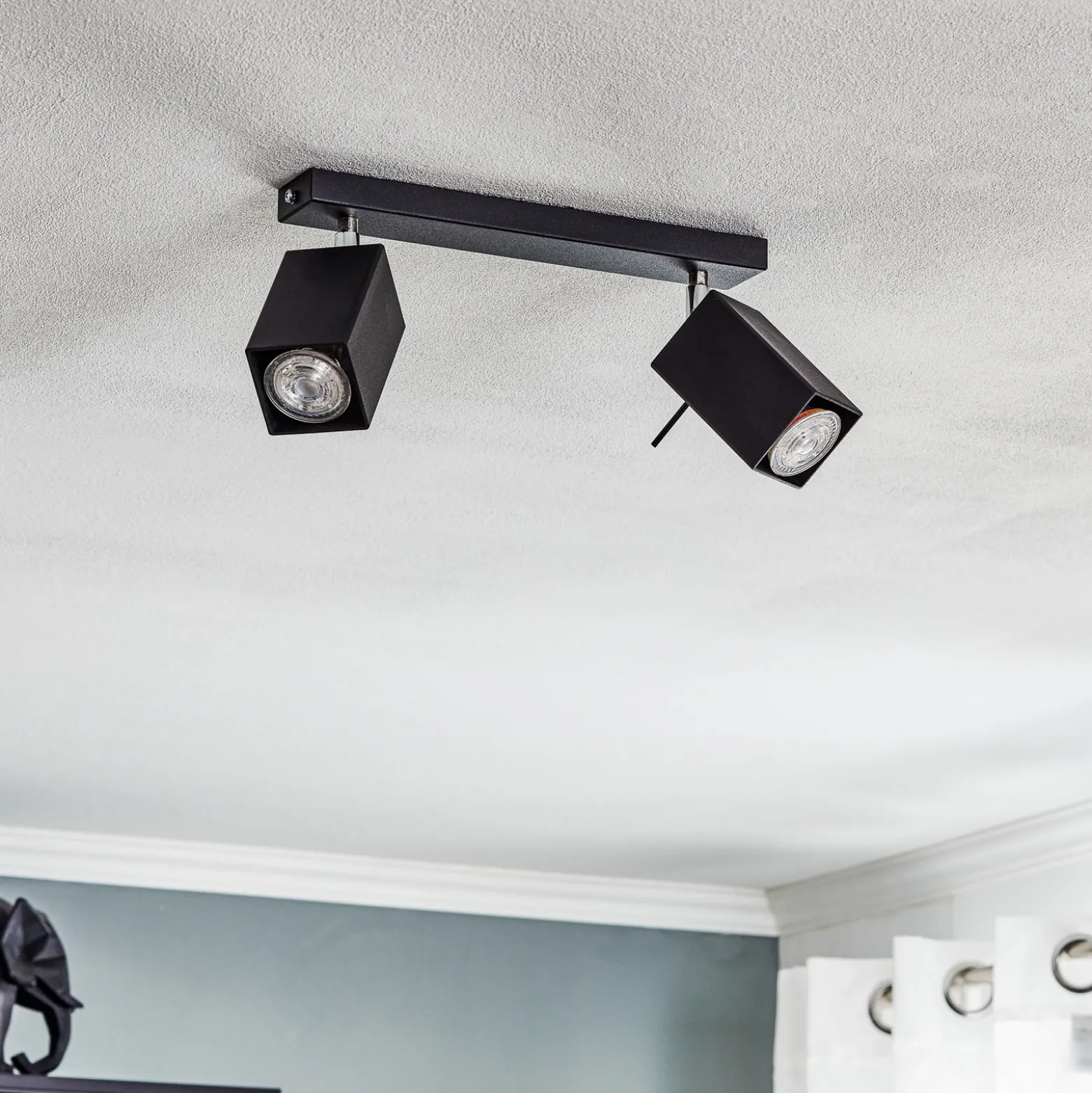 Downlight Square, negro, 2 luces
