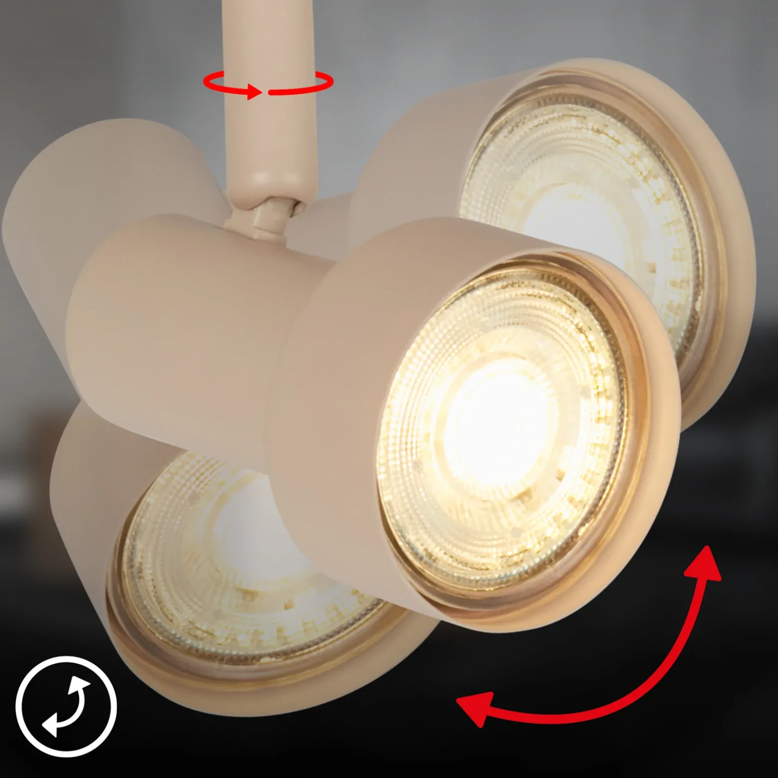 Downlight Tapp, beige, longitud 48 cm, 3 luces, metal GU10