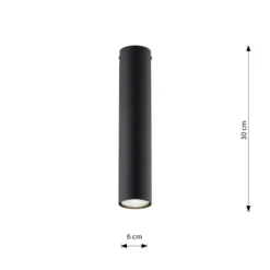 Downlight Tecno 1M, acero, GU10, altura 30 cm, negro