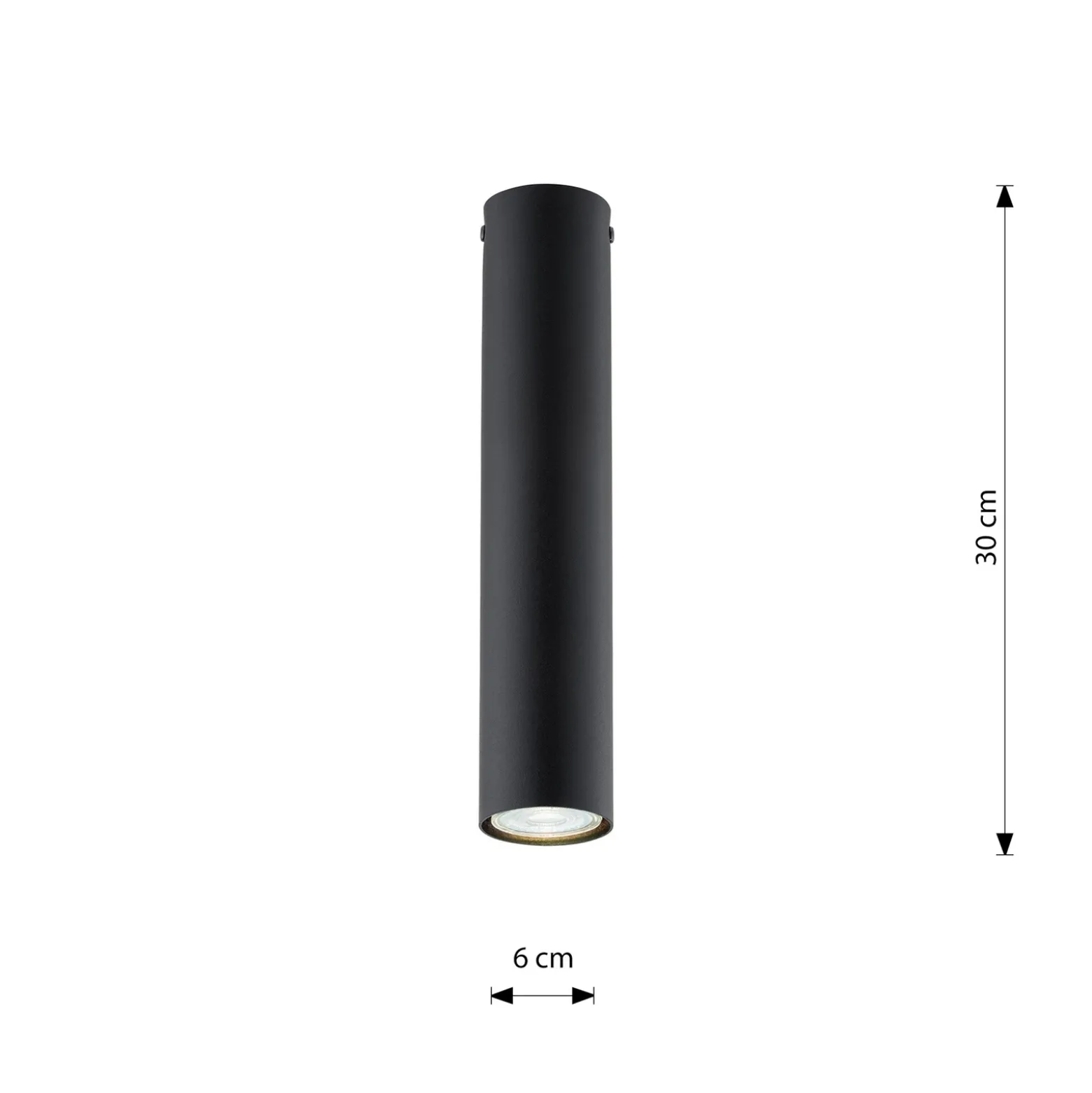 Downlight Tecno 1M, acero, GU10, altura 30 cm, negro