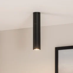 Downlight Tecno 1M, acero, GU10, altura 30 cm, negro