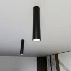 Downlight Tecno 1M, acero, GU10, altura 30 cm, negro