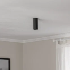 Downlight Tecno 1S, acero, GU10, altura 15 cm, negro