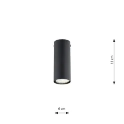Downlight Tecno 1S, acero, GU10, altura 15 cm, negro