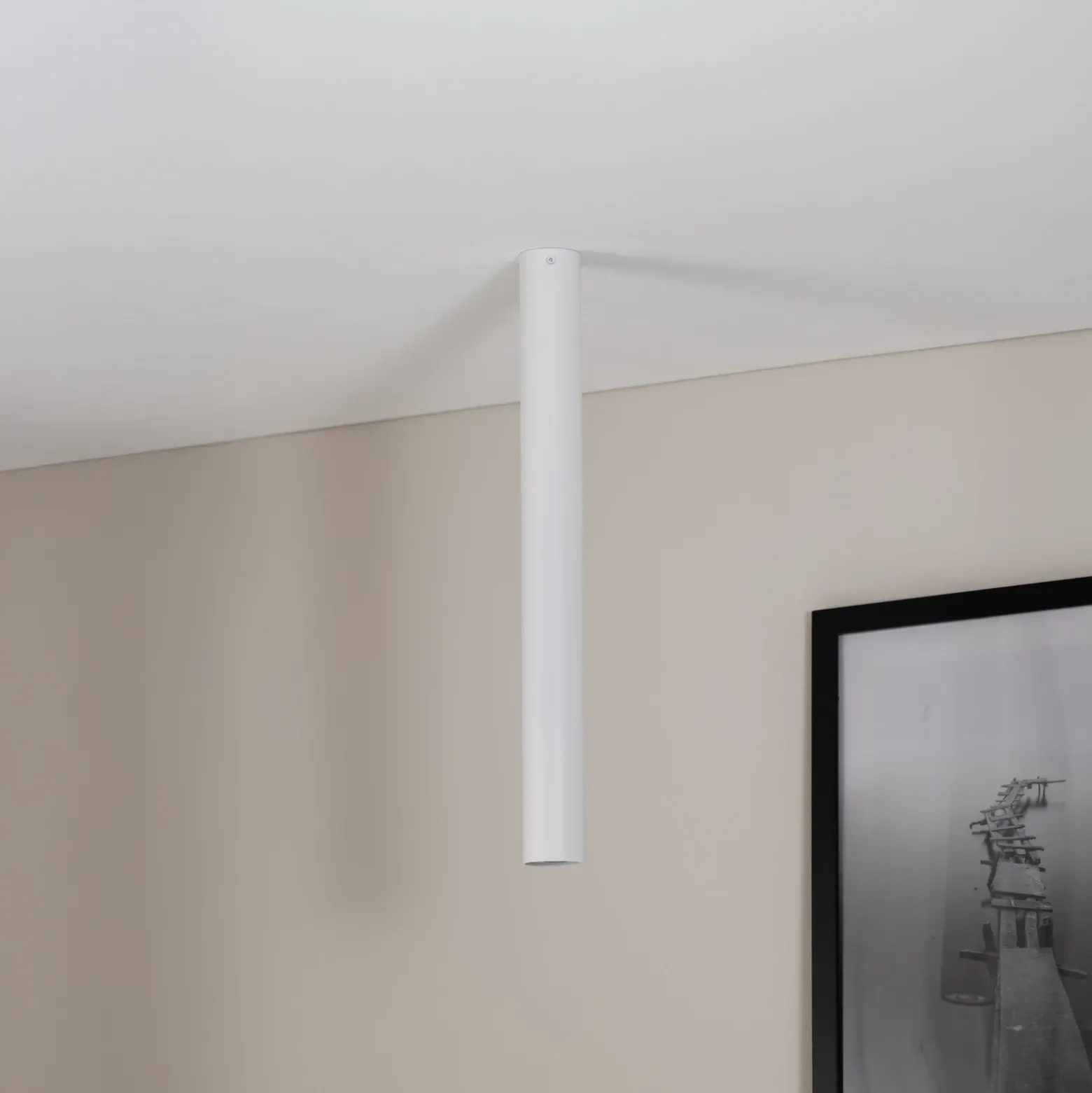 Downlight Tecno 1XL, acero, GU10, altura 60 cm, blanco