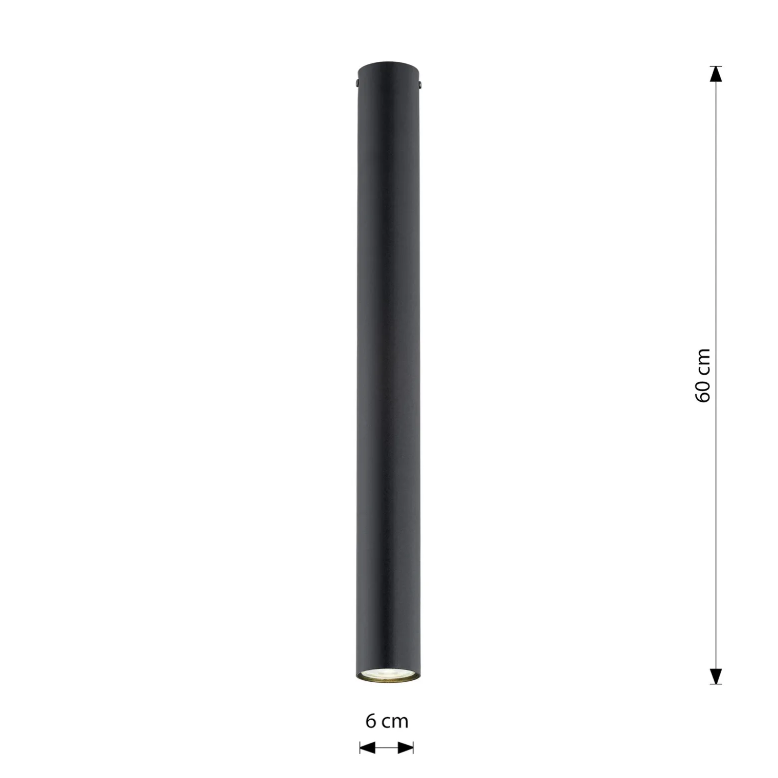 Downlight Tecno 1XL, acero, GU10, altura 60 cm, negro